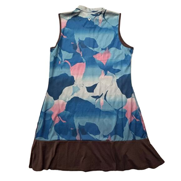 Callaway Sleeveless Golf Dress- Blue Sea Star Large Abstract Gradient 1/4 Zip - Picture 4 of 10